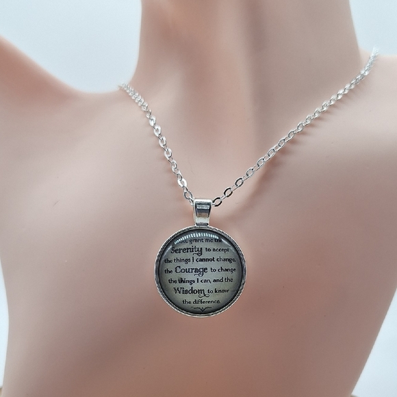 Silver Serenity Prayer Pendant Necklace - Picture 1 of 4
